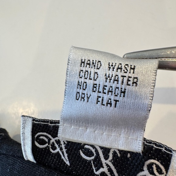 A.K.C. Vintage Linen Blend Sleeveless Maxi Dress 3X Black Embroidered Flowers - Picture 8 of 9